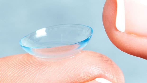 contact lens on finger