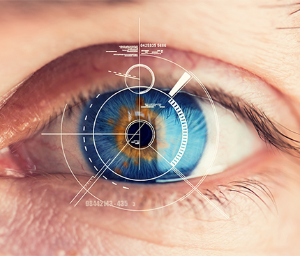 Security Retina Scanner on blue eye